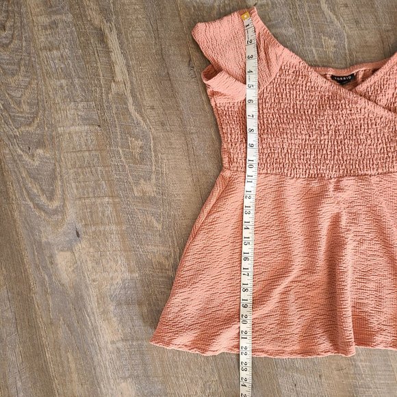 Torrid Women's Sz 0/ US Sz L Textured Knit Off-Shoulder Babydoll Top Shortsleeve - Picture 10 of 10